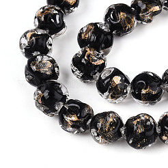 Handmade Gold Foil Glass Beads Strands&nbsp;FOIL-N029-04E
