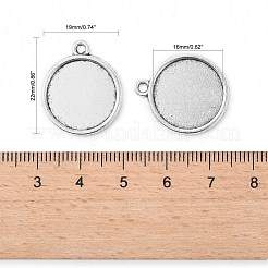 Tibetan Style Antique Silver Alloy Flat Round Pendant Cabochon Settings&nbsp;TIBEP-M022-29AS