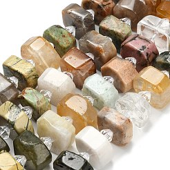 Natural Yellow Hematoid Quartz & White Moonstone & Quartz Crystal & Green Opal & Multi-Moonstone & Rhodonite Beads Strands&nbsp;G-L642-H07-01