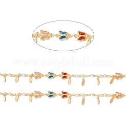 Handmade Glass Butterfly & Imitation Pearl Beaded Chain&nbsp;CHC-E025-04G