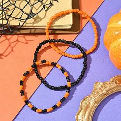 3Pcs 3 Styles Round Glass Seed Beaded Stretch Bracelet Sets&nbsp;BJEW-JB10749-02