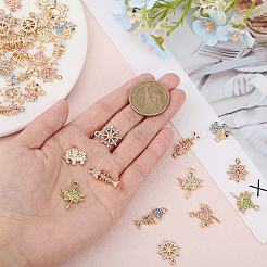 48Pcs 12 Styles Rack Plating Eco-friendly Alloy Rhinestone Pendants&nbsp;FIND-CA0007-95