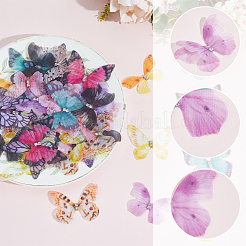 60Pcs 12 Styles 3D Gauze Butterfly Ornament Accessories&nbsp;FIND-SP0020-64C