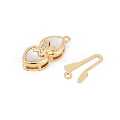 Brass Micro Pave Clear Cubic Zirconia Box Clasps&nbsp;KK-U051-01G-01