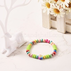 Natural Wood Round Beads Stretch Bracelets for Kid&nbsp;BJEW-JB06640