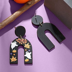 Arch with Ghost Pattern Acrylic Dangle Stud Earrings&nbsp;FS-WG2B12F-01