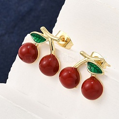 Brass Enamel Stud Earrings&nbsp;EJEW-G430-06A-G
