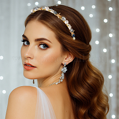 2Pcs 2 Styles Zinc Alloy Rhinestone Hair Bands&nbsp;OHAR-GO0001-14