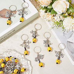 20Pcs Alloy & Wood Keychain&nbsp;KEYC-SC0001-59A