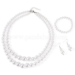 ABS Plastic Imitation Pearl Beads Jewelry Set&nbsp;SJEW-TAC00004