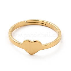 Ion Plating(IP) 201 Stainless Steel Heart Adjustable Ring for Women&nbsp;RJEW-F131-06G
