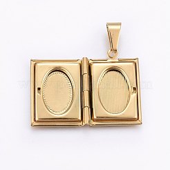 Ion Plating(IP) 316 Stainless Steel Locket Pendants for Teachers' Day&nbsp;STAS-O103-42G