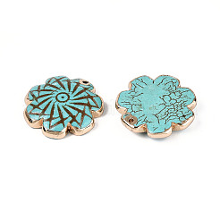 Dyed Synthetic Turquoise Flower Pendants&nbsp;TURQ-T004-25A