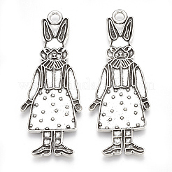 Tibetan Style Alloy Bunny Pendant Enamel Settings&nbsp;X-TIBE-S314-26AS-LF