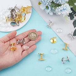 24Pcs 2 Colors Brass Cufflinks&nbsp;KK-AR0004-48