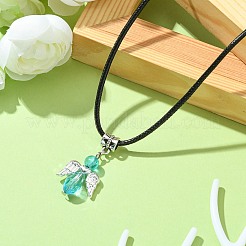 Angel Shape Alloy with Glass Pendant Necklaces&nbsp;NJEW-JN04560