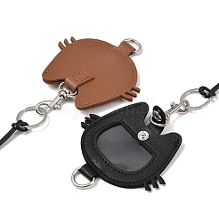 Imitation Leather Cat Shaped Coin Pouch Pendant Black Waxed Cord Necklaces&nbsp;NJEW-Z099-01