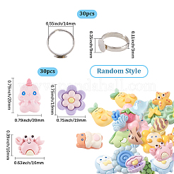DIY Brass & Opaque Resin Cabochons Finger Rings Making Kits&nbsp;DIY-SC0030-93