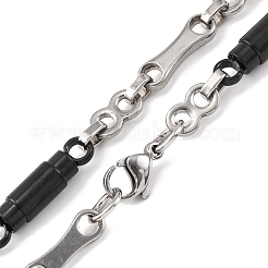 201 Stainless Steel Column Links Chain Necklace&nbsp;NJEW-F222-38EBP-04