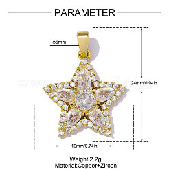 Brass Micro Pave Clear Cubic Zirconia Pendants&nbsp;CU-OY001-94G