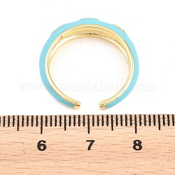 Brass Enamel Cuff Open Rings&nbsp;RJEW-P190-01G-02