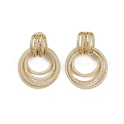 Multilayer Ring Brass Micro Pave Clear Cubic Zirconia Stud Earrings&nbsp;EJEW-S275-02G
