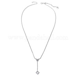Rhombus Design 925 Sterling Silver Cubic Zirconia Pendant Necklaces&nbsp;TS-N323-S