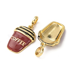 Brass Brown Enamel European Dangle Charms&nbsp;KK-A265-02G