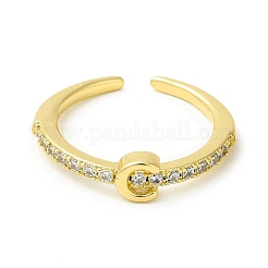 Clear Cubic Zirconia Initial Letter Open Cuff Ring&nbsp;RJEW-H120-09G-C