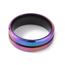 304 Stainless Steel Grooved Finger Ring for Men Women&nbsp;RJEW-WH0011-09G-MC