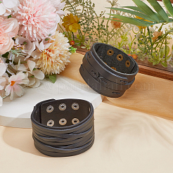 2Pcs 2 Styles Cowhide Leather Bracelets&nbsp;BJEW-CL0003-34B