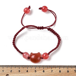 Cat Head Resin Brainded Bead Bracelets&nbsp;BJEW-L701-02A