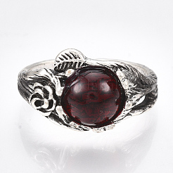 Alloy Glass Cuff Finger Rings&nbsp;RJEW-T006-24
