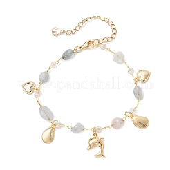 Natural Morganite Link Bracelets for Women&nbsp;BJEW-JB12116-01
