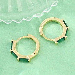 Brass Micro Pave Cubic Zirconia Hoop Earrings&nbsp;KK-CBA8324-12G-02