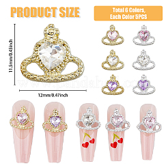 30Pcs 6 Colors Alloy Rhinestone Cabochons&nbsp;MRMJ-FH0001-35