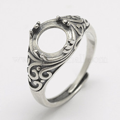 Adjustable Thailand 925 Sterling Silver Solitaire Ring Settings&nbsp;STER-P033-31AS