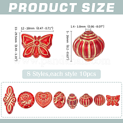 80Pcs 8 Styles Plating Acrylic Beads&nbsp;OACR-ME0001-10