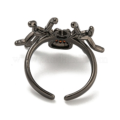 Rack Plating Brass Micro Pave Cubic Zirconia Spider Open Cuff Rings for Women&nbsp;RJEW-I104-24B