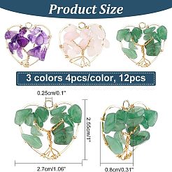 12Pcs 3 Styles Natural Gemstone Pendants&nbsp;FIND-FH0004-67