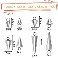 40Pcs 4 Style 304 Stainless Steel Pendants&nbsp;STAS-SZ0002-36P