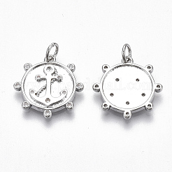 Brass Micro Pave Clear Cubic Zirconia Pendants&nbsp;KK-S356-020P-NF