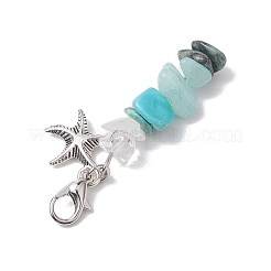 Natural Quartz Crystal & South Africa Jasper Chips Pendant Decoration&nbsp;HJEW-JM02100-01