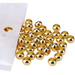 Golden 6x4m Brass Spacer Beads Flat Round Jewelery Findings&nbsp;KK-PH0004-16G