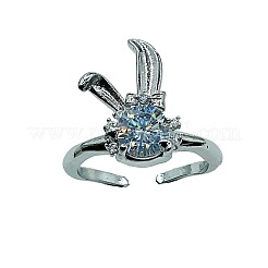 Brass Micro Pave Cubic Zirconia Finger Rings for Women&nbsp;WG52857-01