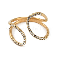 Ion Plating(IP) 304 Stainless Steel Ring with Rhinestones&nbsp;RJEW-D083-06G