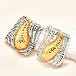 304 Stainless Steel Two-tone Stud Earrings for Women&nbsp;EJEW-R023-01GP-02