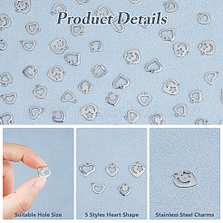 200Pcs 5 Styles 201 Stainless Steel Charms&nbsp;STAS-HS0001-12