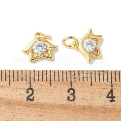 Brass Micro Pave Clear Cubic Zirconia Pendants&nbsp;KK-Q031-08G