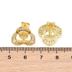 Brass Micro Pave Cubic Zirconia Stud Earring Finding&nbsp;CU-CBAA5EE-01G